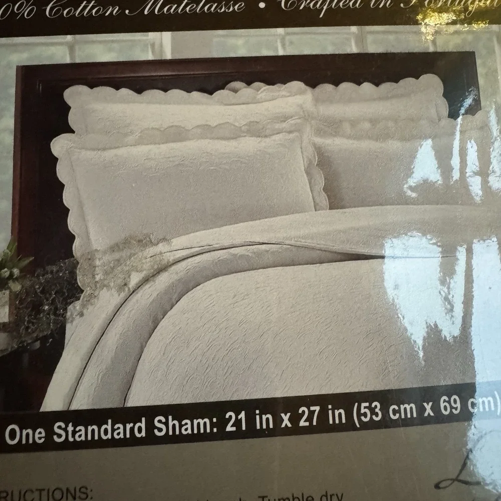 Lamont Home Noya Standard‎ Pillow Shams Ivory Set of 2 100% Cotton Matelasse NOS